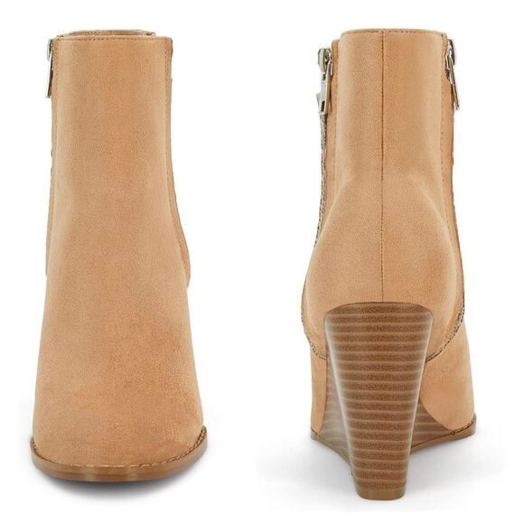NEW Wedge Ankle Boots Chunky Pointed Toe Side Zipper 9 - Picture 3 of 4